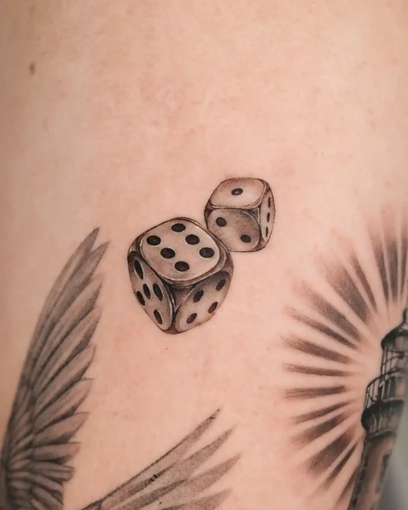 Realistic Stone Texture Dice on Upper Arm