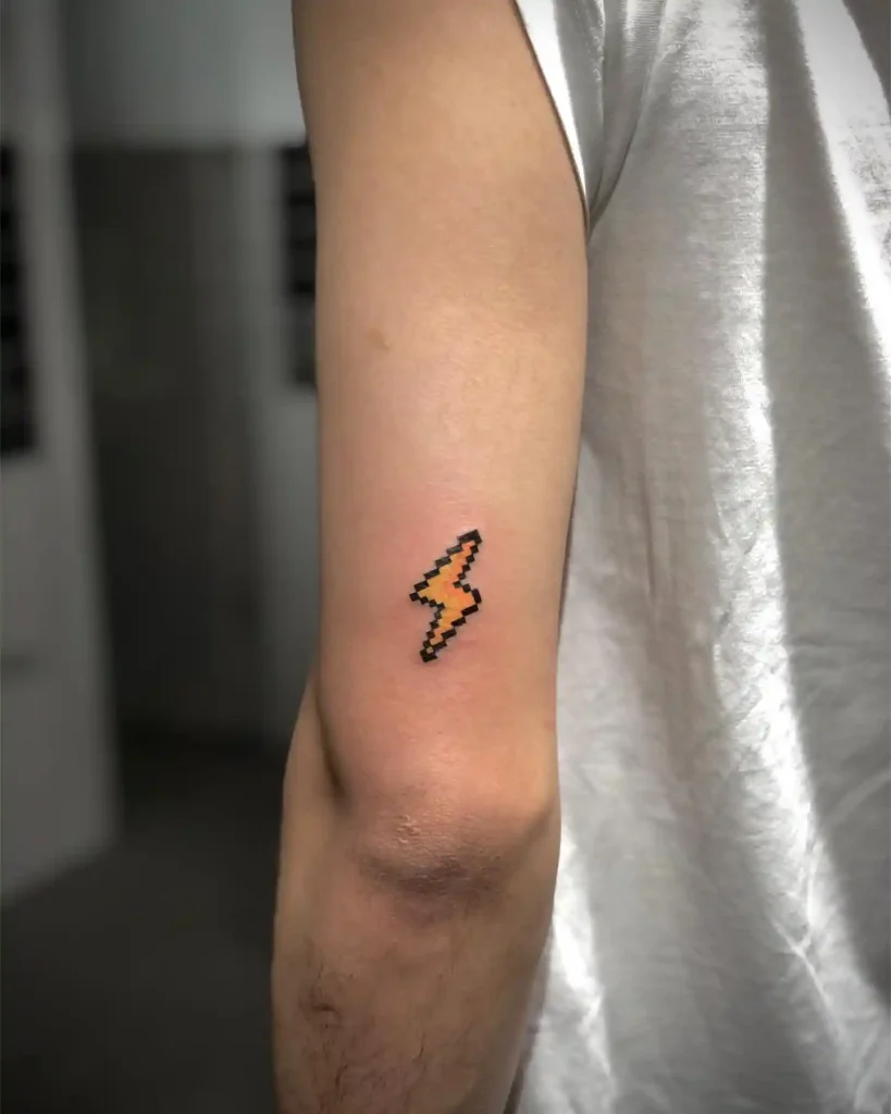 Retro 8-Bit Pixel Bolt on Upper Arm