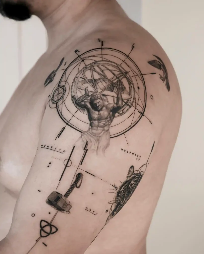 Scientific Celestial Atlas on Upper Arm