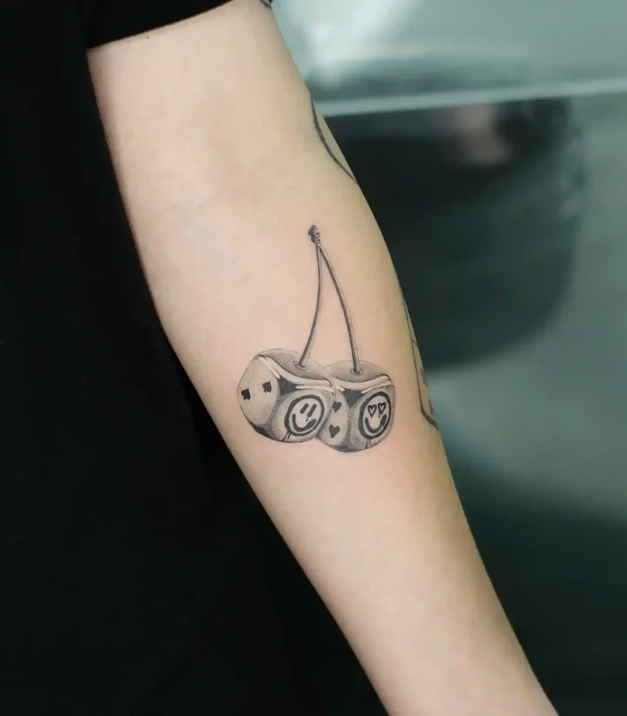 Smiley Face Dice Cherries on Inner Arm