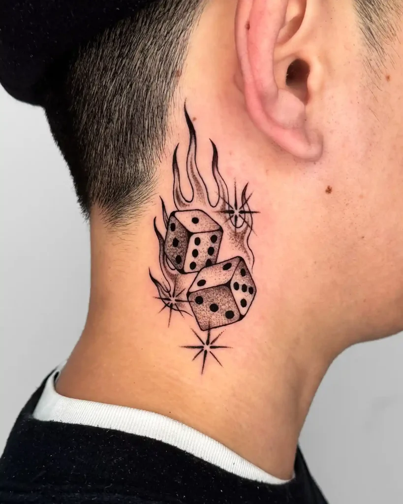 Sparkling Dice with Flames on Neck