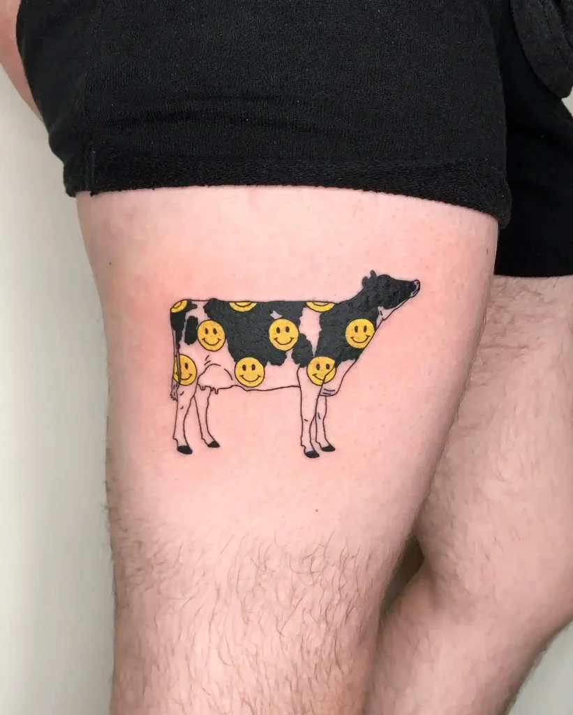 Spotted Cow with Smile Pattern on Thigh
