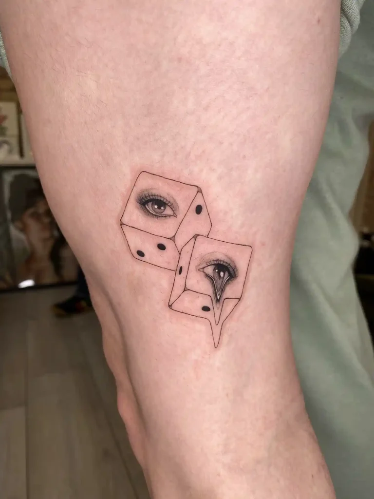 Surreal Dice with Eyes on Thigh