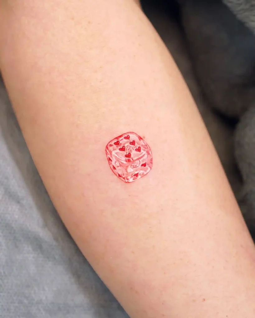 Tiny Red Heart Die on Forearm