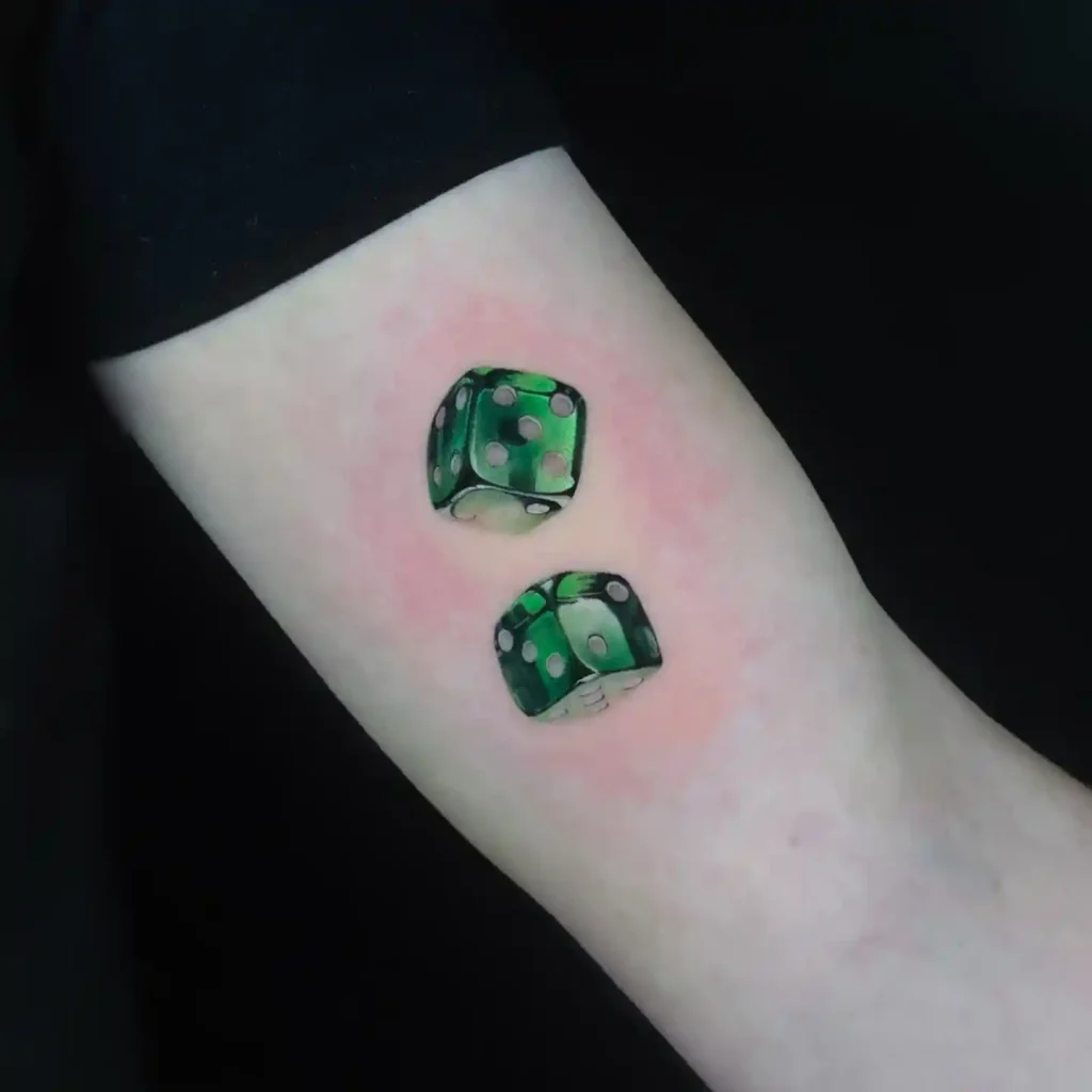 Translucent Green Dice on Inner Arm