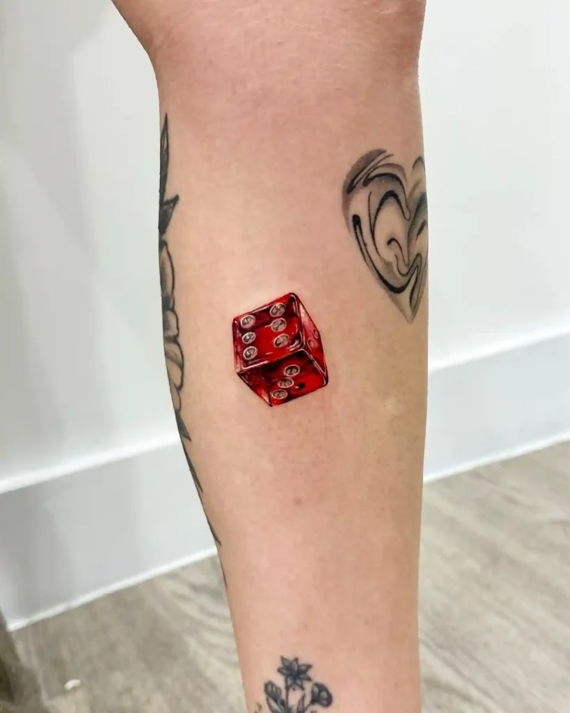 Translucent Ruby Red Die on Leg