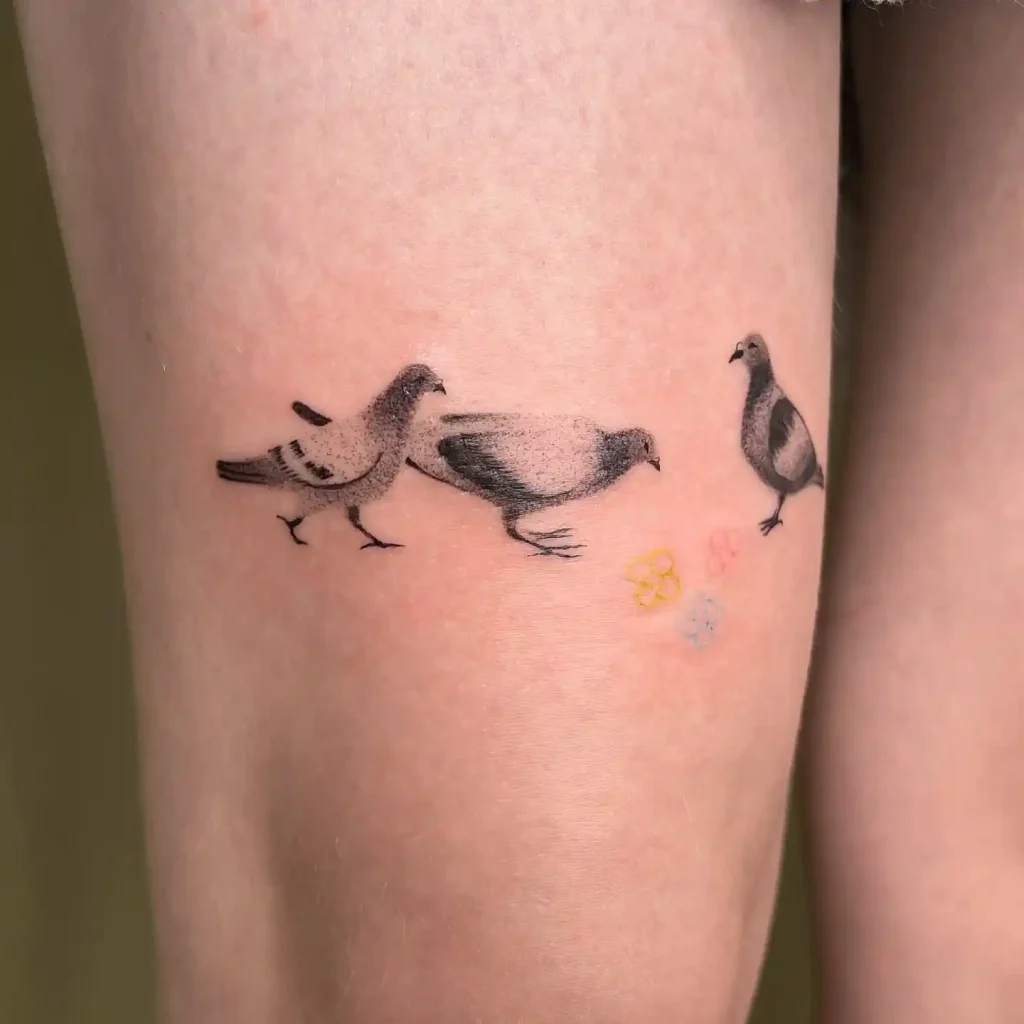 Triple Pigeon Trio on Thigh