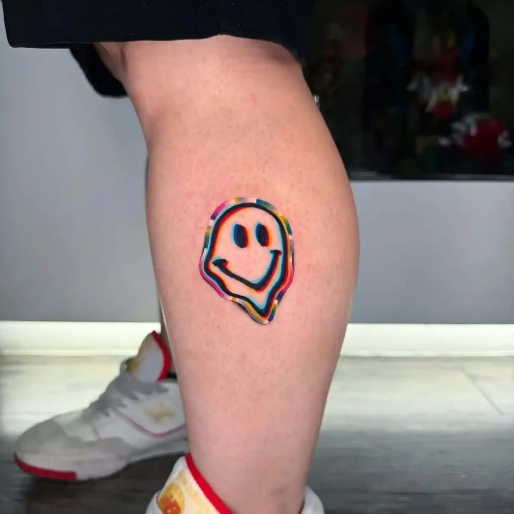 Trippy 3D Glitch Smile on Calf