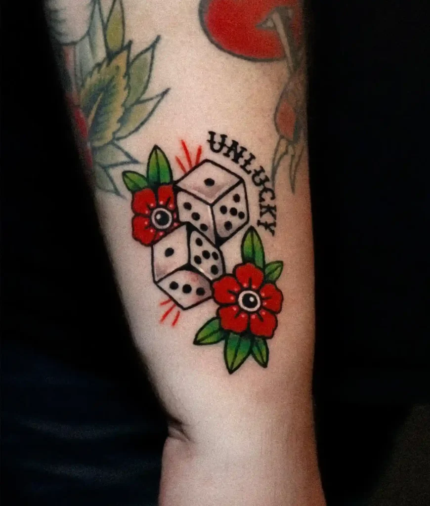 Unlucky Traditional Dice on Forearm
