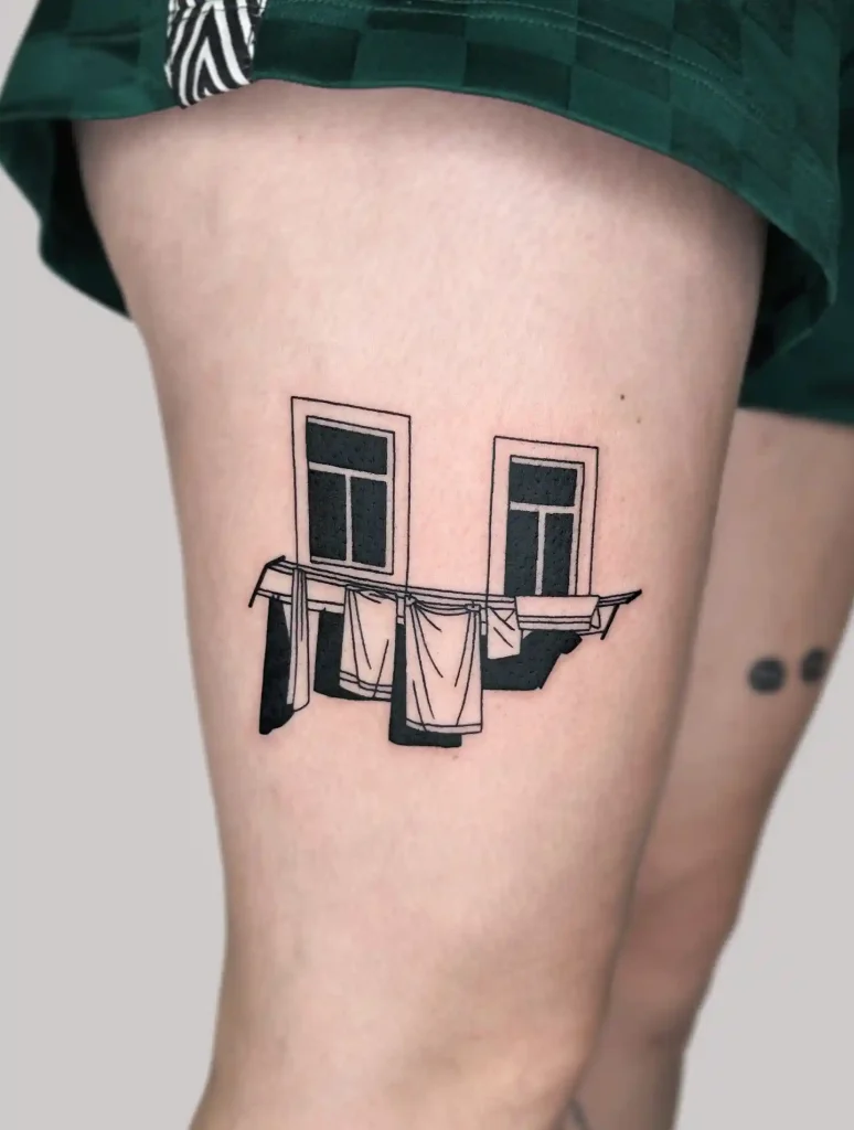 Apartment Windows and Laundry on Thigh