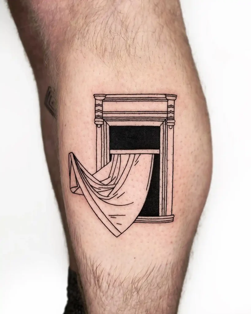 Architectural Window with Flowing Curtain on Calf