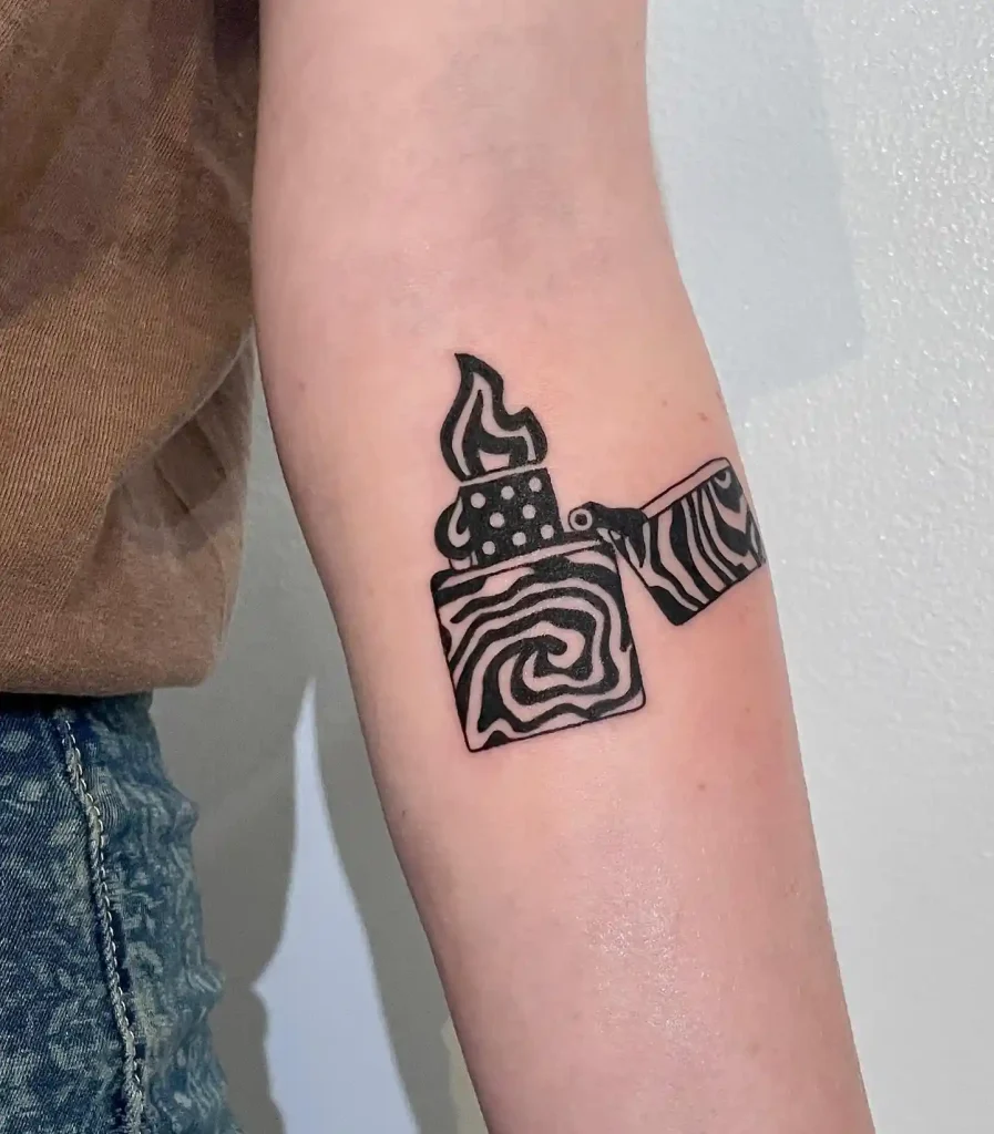 Black and White Swirl Lighter on Forearm