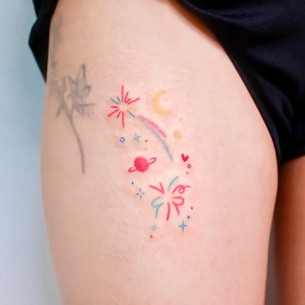 Bright Crayon Style Space on Thigh