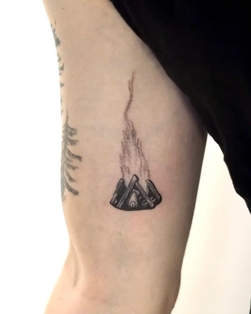 Campfire with Rising Smoke on Inner Arm