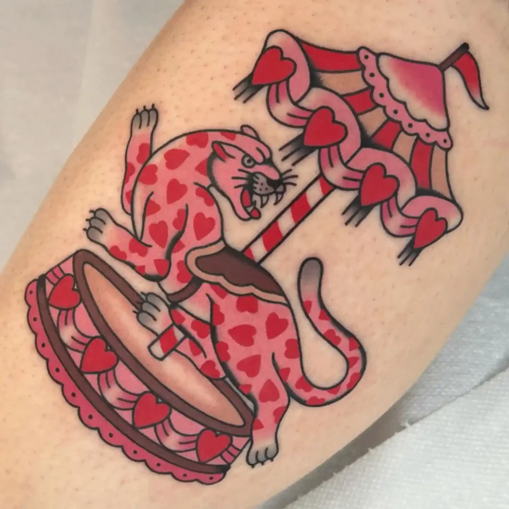 Carousel Heart Panther on Forearm