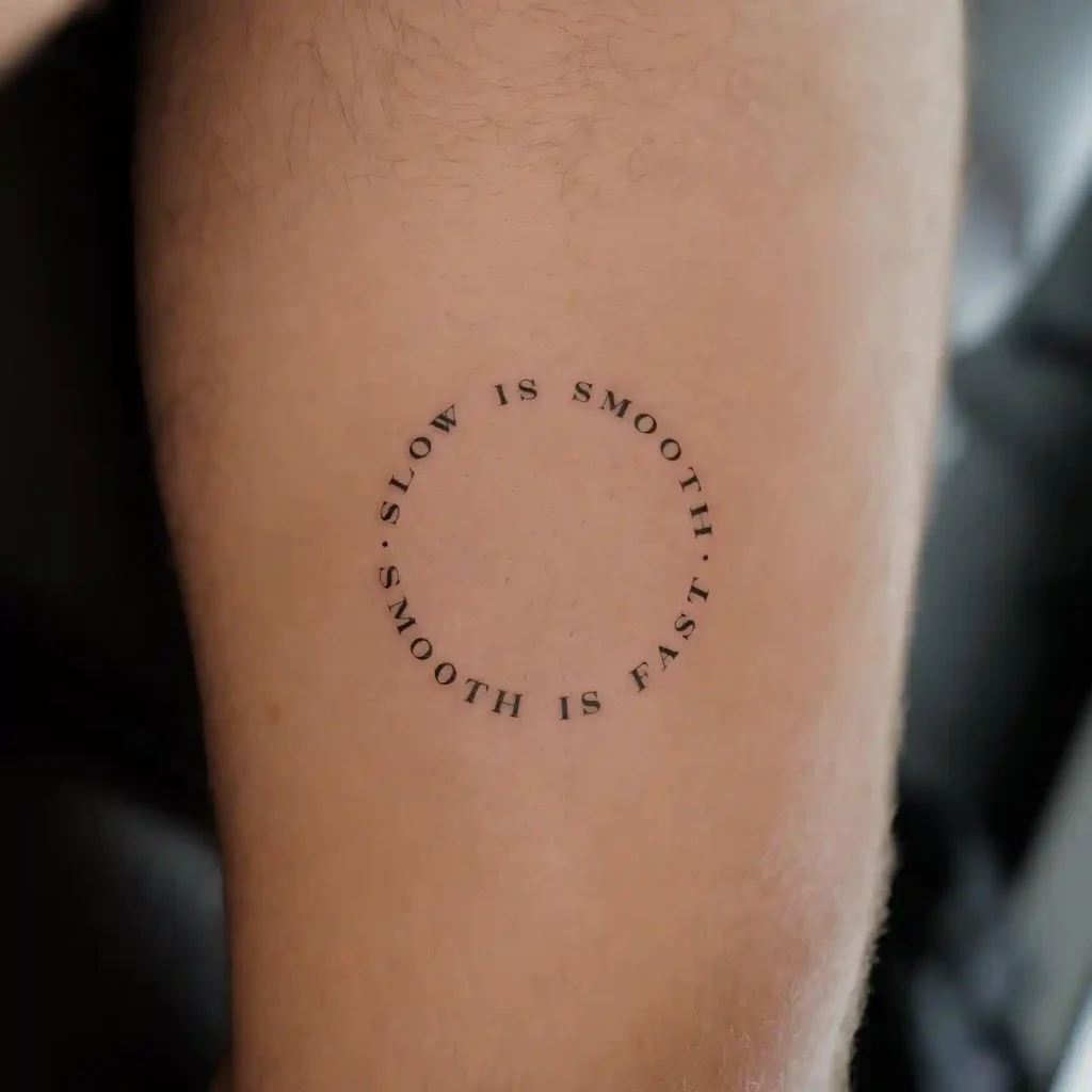 Circular Mantra Typography on Thigh