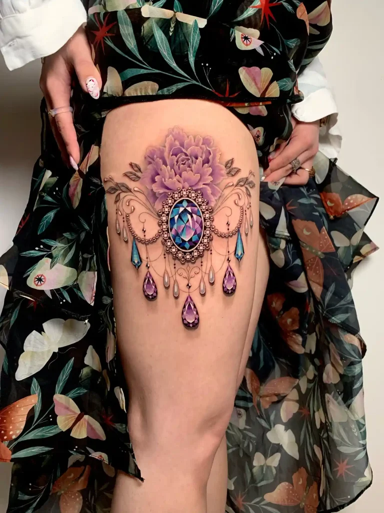 Colorful Galaxy and Astronaut Scene on Thigh