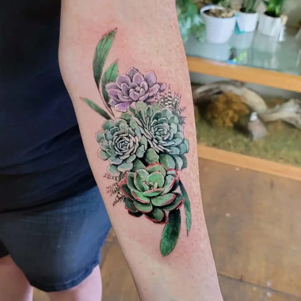 Colorful Succulent Bouquet on Forearm