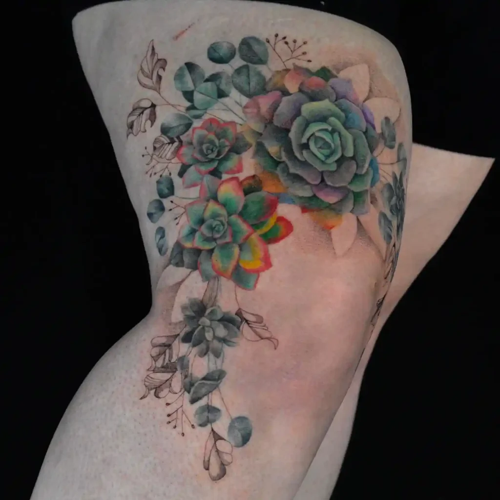 Colorful Succulent Garden on Thigh