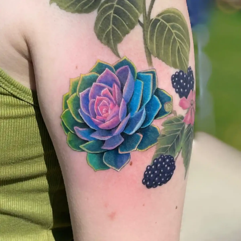 Colorful Succulent and Blackberry on Upper Arm