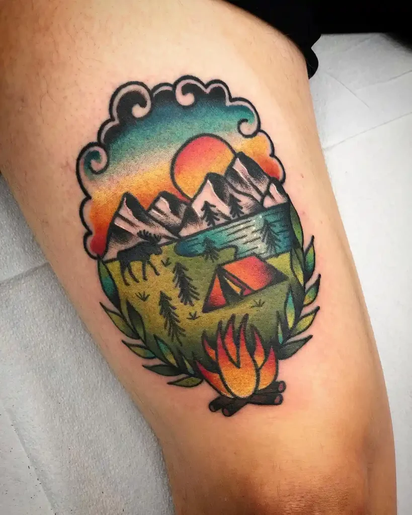 Colorful Wilderness Landscape on Thigh
