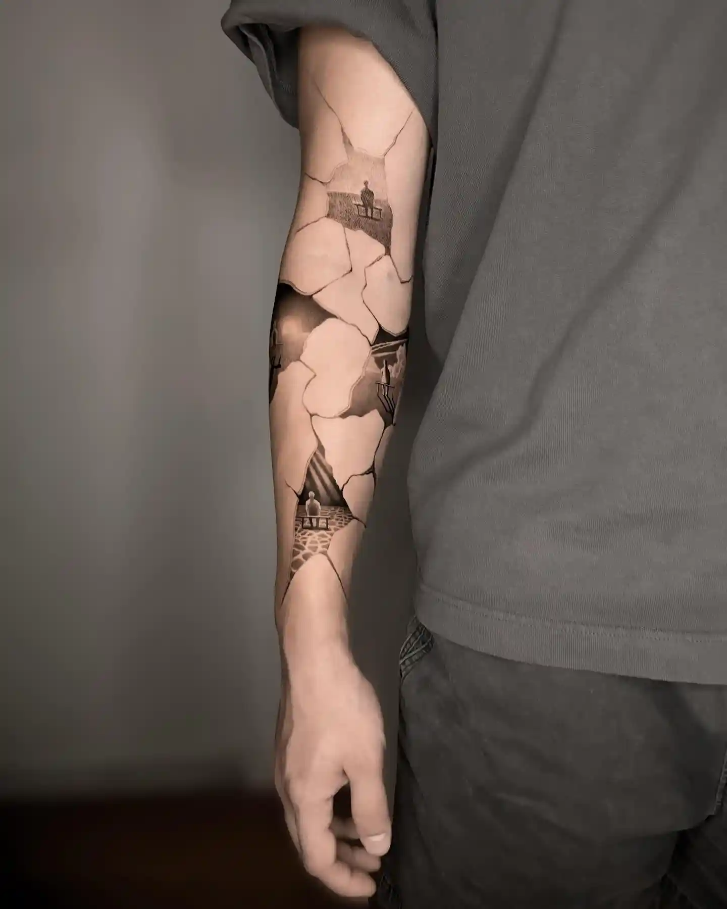 Cracked Skin Surrealism Scene on Arm