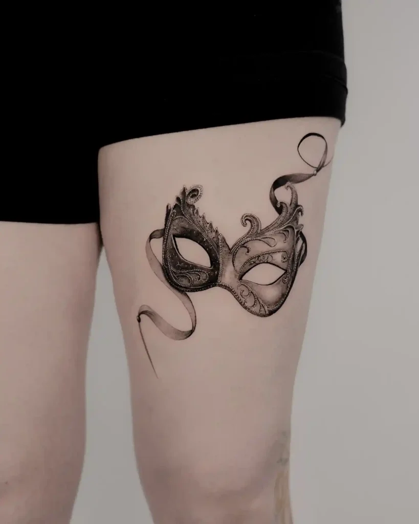 Detailed Masquerade Mask on Thigh