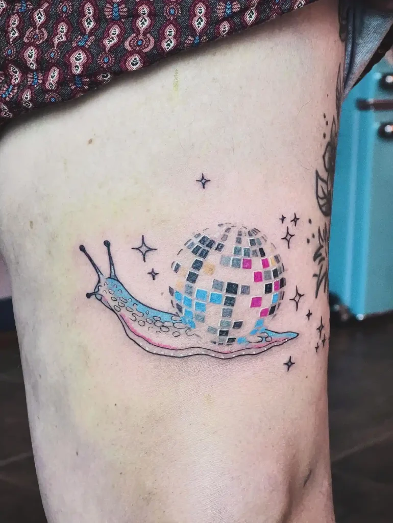 Disco Ball Snail on Thigh