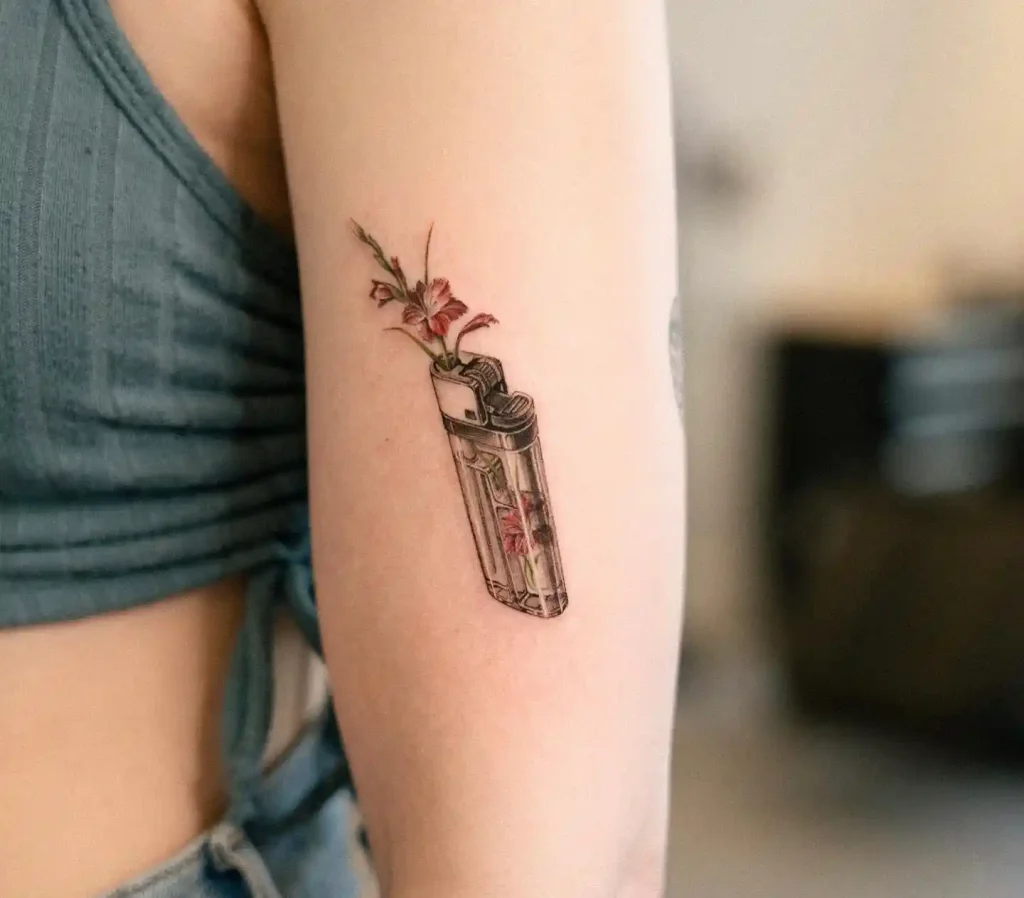 Elegant Floral Transparent Lighter on Arm