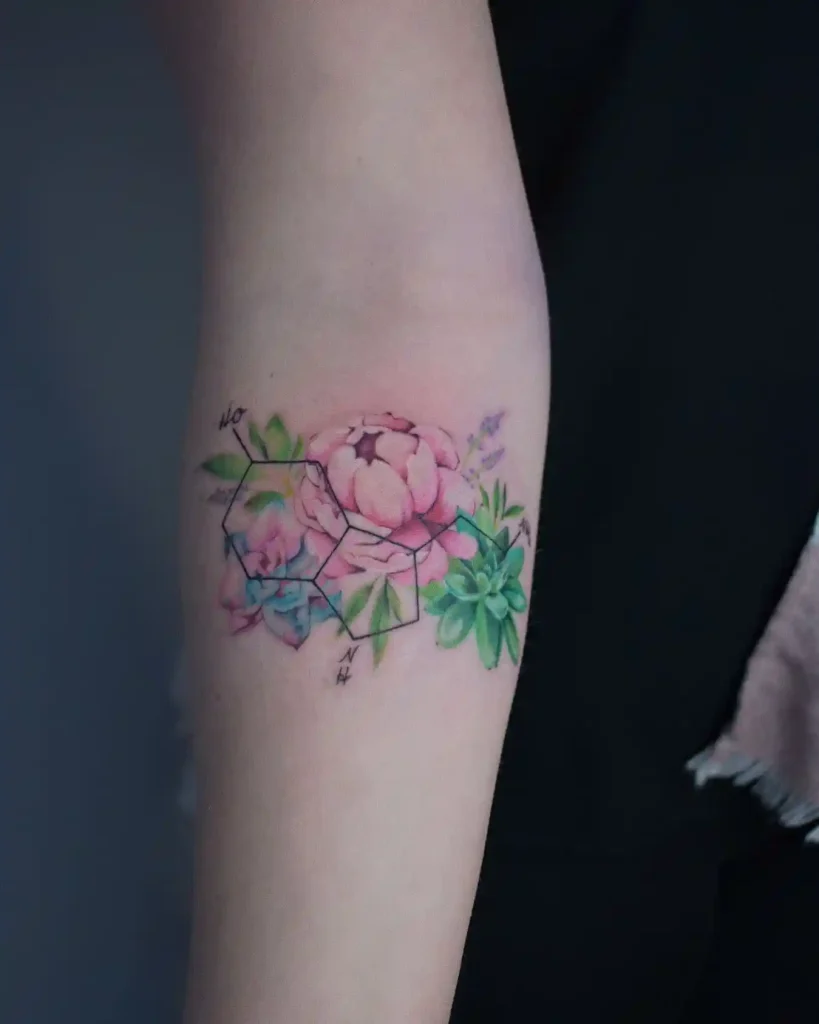 Floral Chemistry Molecule on Forearm