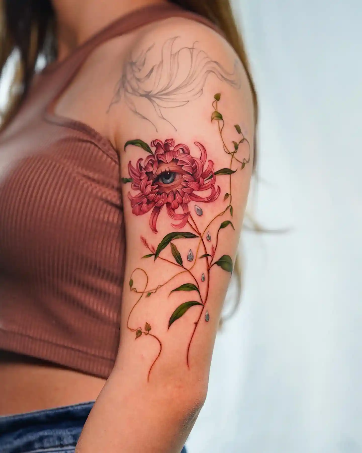 Floral Chrysanthemum with Eye on Upper Arm