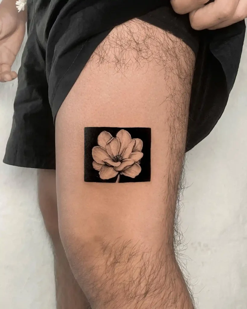 Framed Botanical Bloom on Thigh