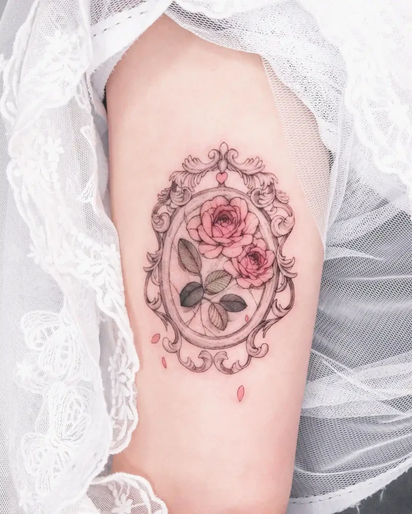 Framed Pink Roses on Arm