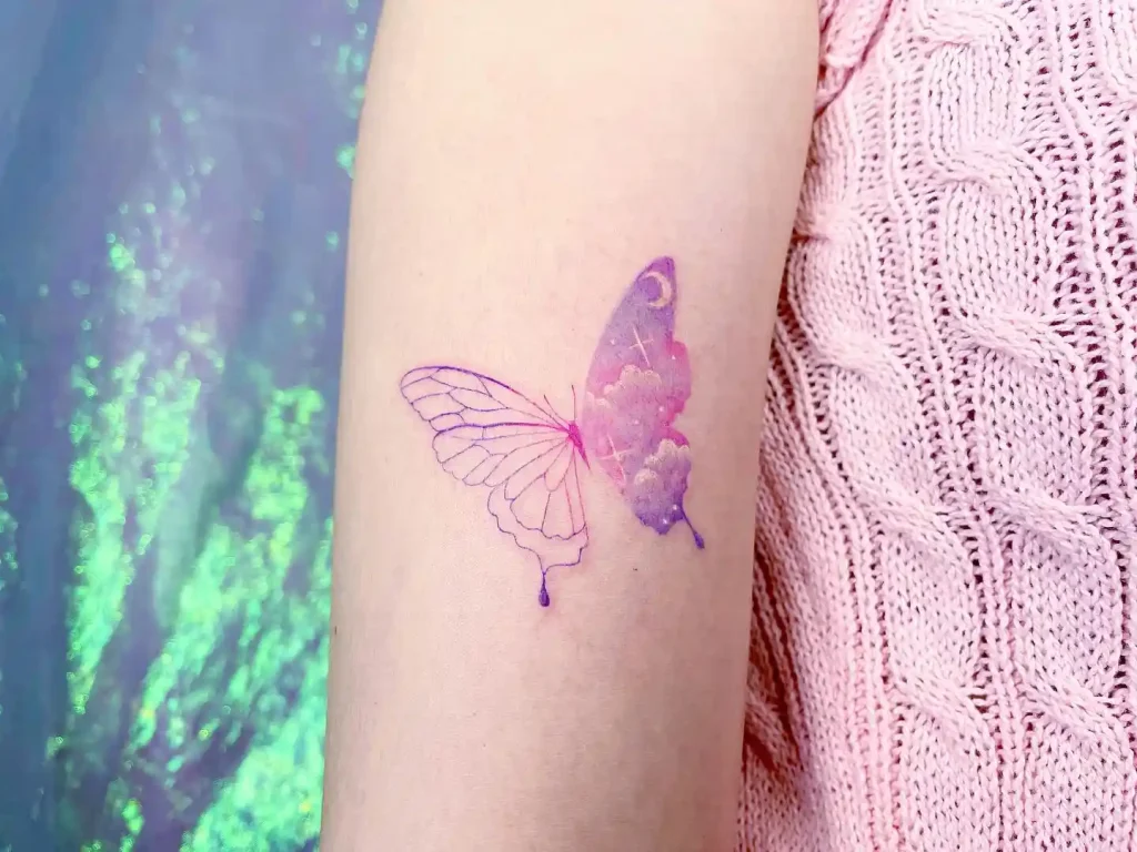 Galaxy Butterfly Design on Forearm