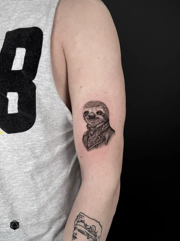 Gentleman Sloth Portrait on Upper Arm