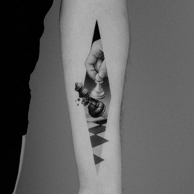 Geometric Checkmate Tattoo