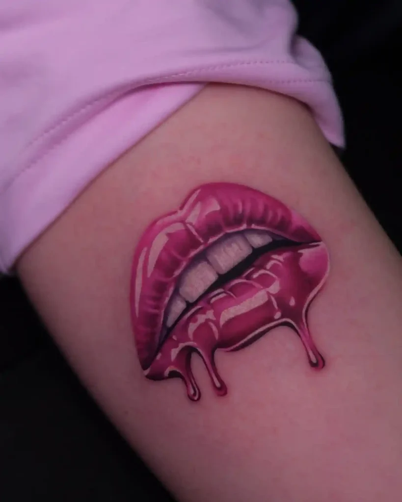Glossy Drip Lips on Upper Arm