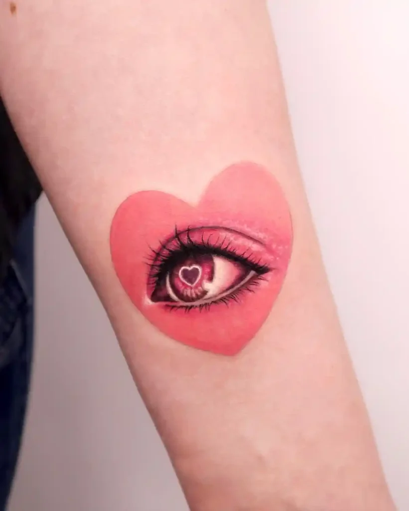 Heart Shaped Eye Design on Forearm