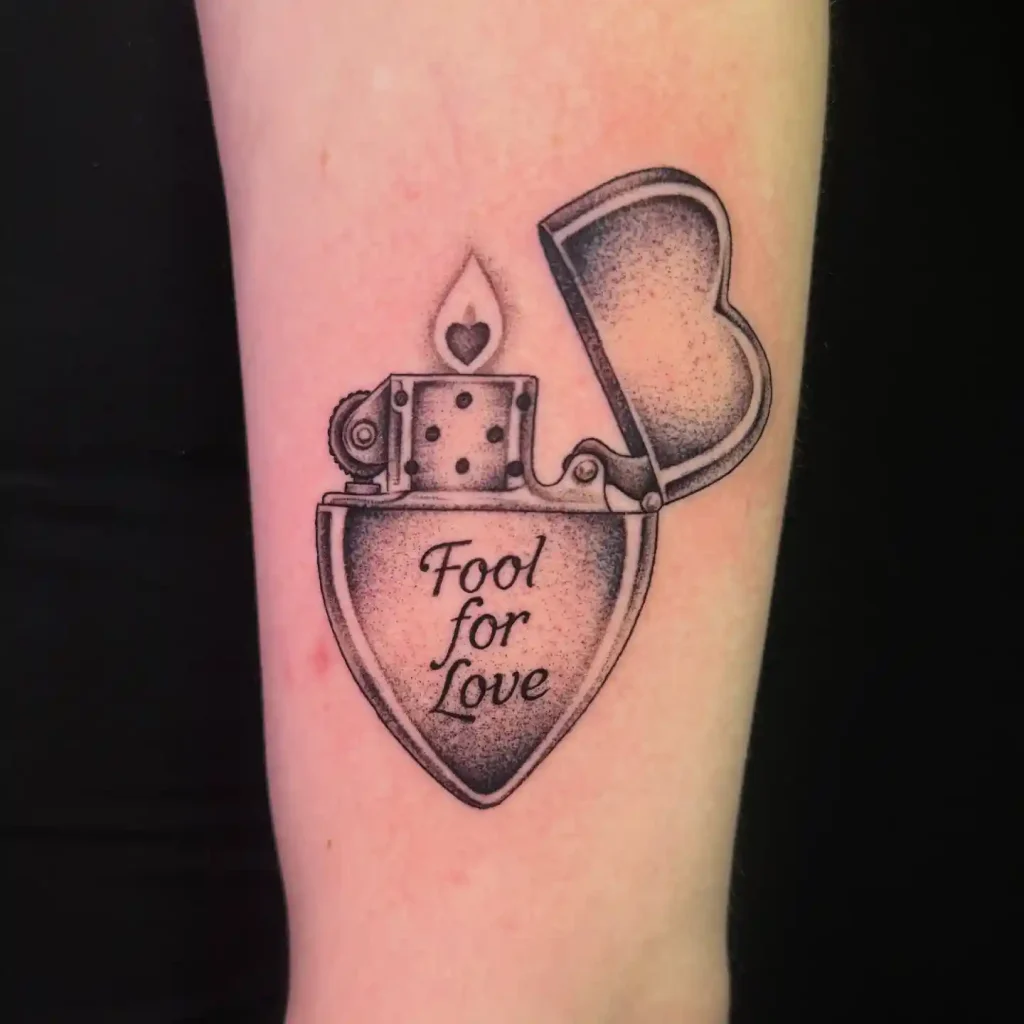 Heart Shaped Fool for Love Lighter on Forearm