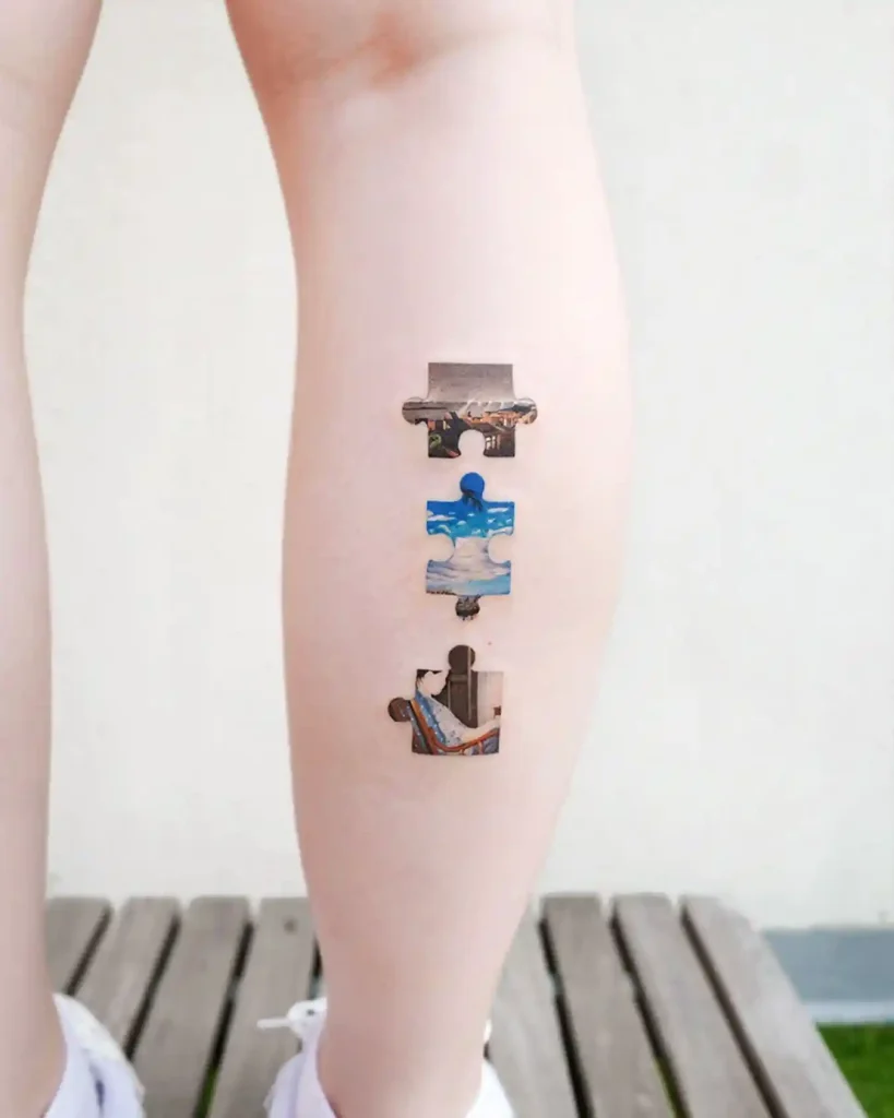 Illustrative Story Panels on Lower Leg