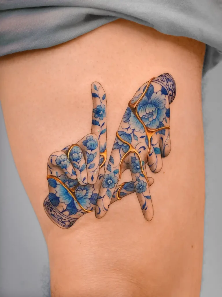 Kintsugi Style Hands on Thigh