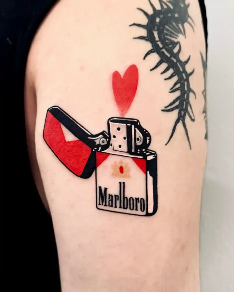 Marlboro Flip Top Lighter on Arm