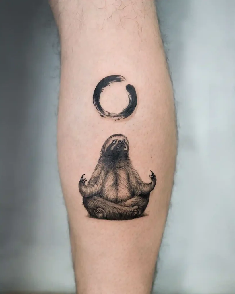 Meditating Sloth with Zen Circle on Leg