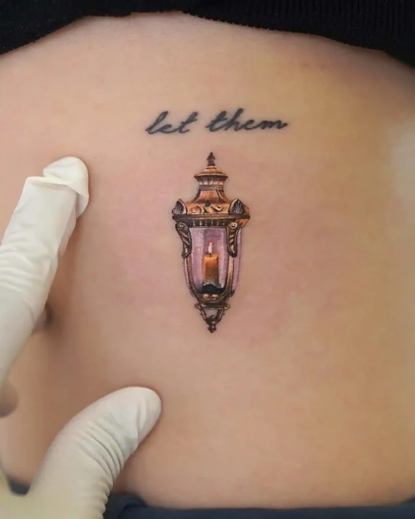 Miniature Victorian Street Lamp with Script on Torso