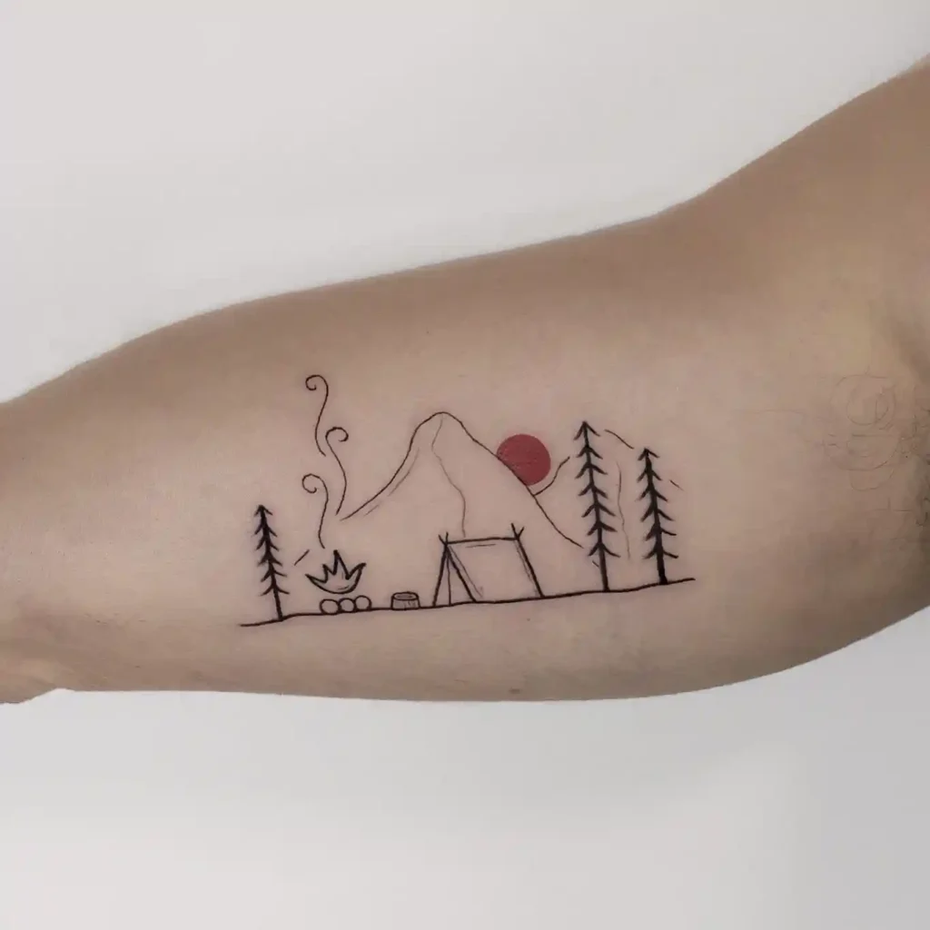Minimalist Camping Scene on Inner Arm