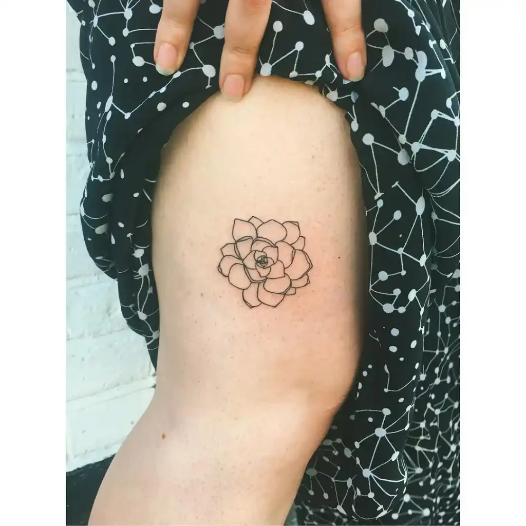 Minimalist Rosette Succulent on Thigh