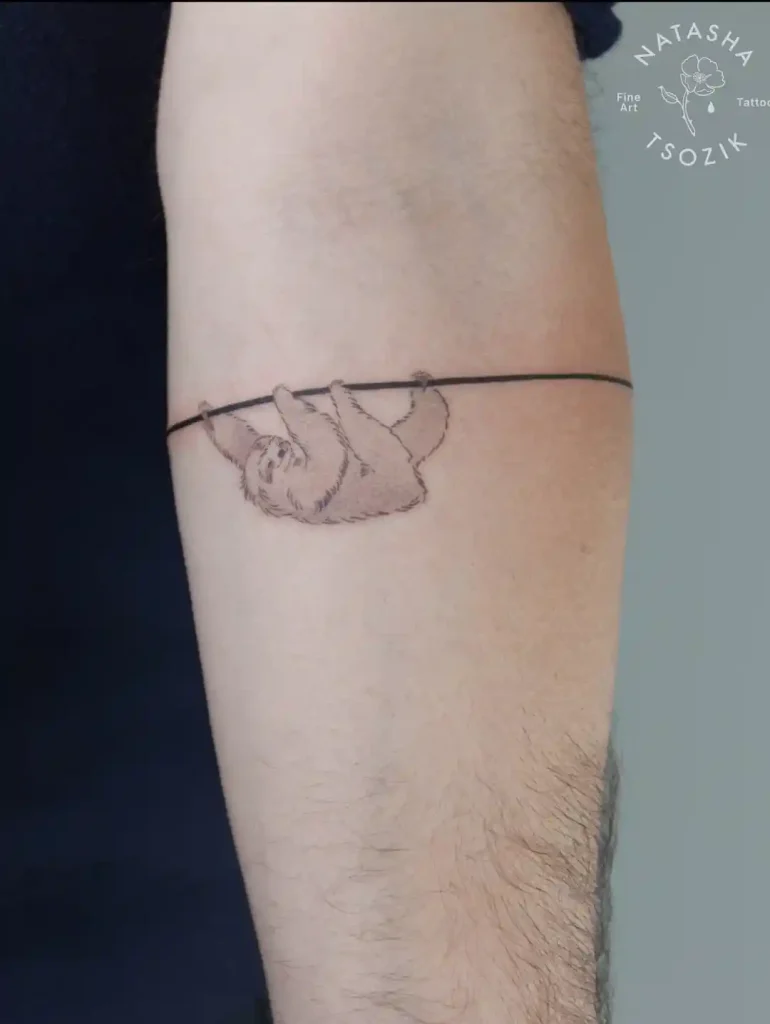 Minimalist Sloth Armband on Forearm