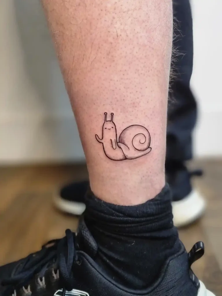 Minimalist Waving Snail on Lower Leg