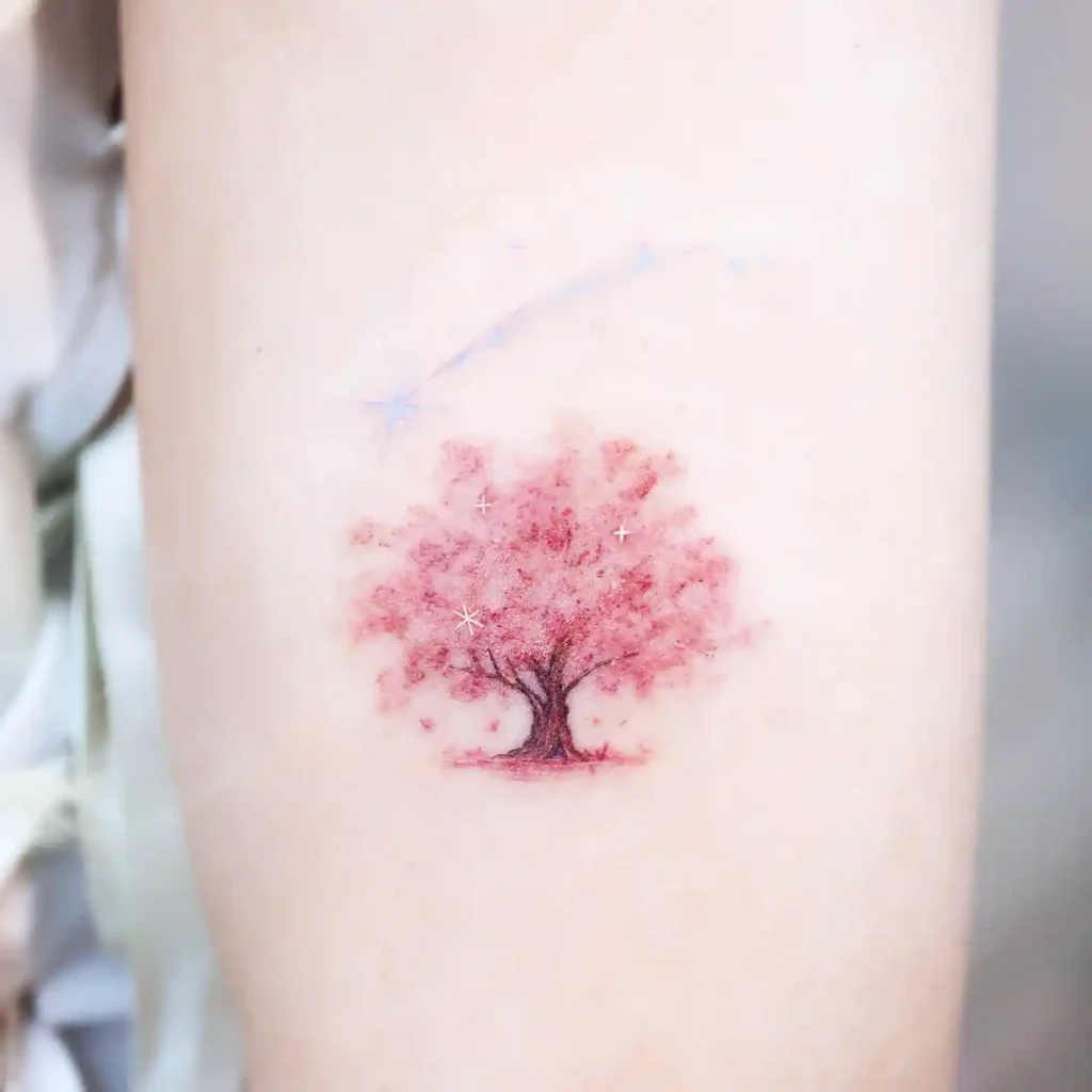 Misty Pink Cherry Blossom Tree on Forearm