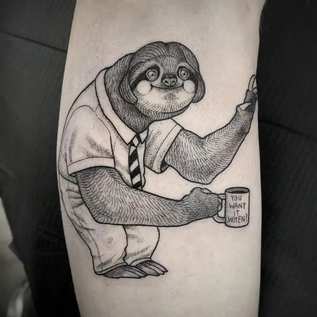 Office Sloth with Coffee Mug on Arm